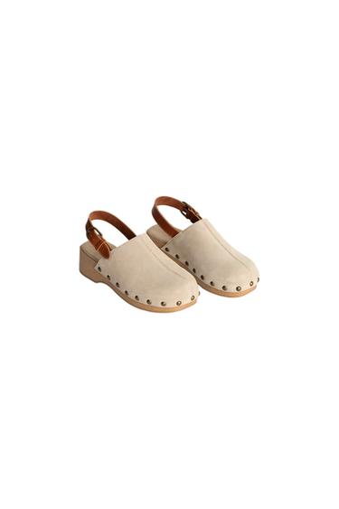 Zara STUDDED LEATHER CLOGS - LIMITED EDITION - Beige