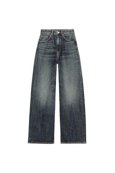 TRF EXTRA WIDE-LEG HIGH-WAIST JEANS - Blue by Zara