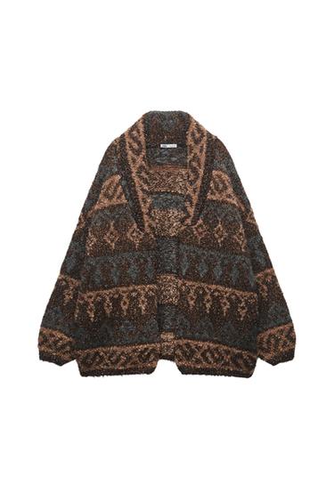 SHORT JACQUARD COAT WITH METALLIC THREAD