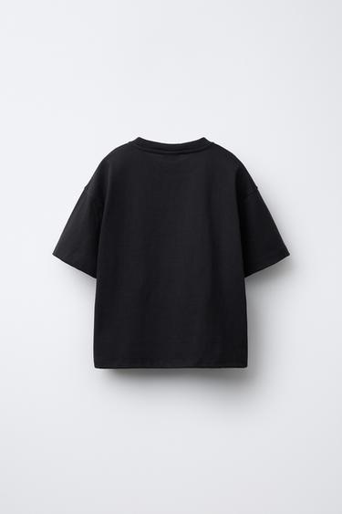 Zara HEAVY WEIGHT PRINTED T-SHIRT - Dark anthracite