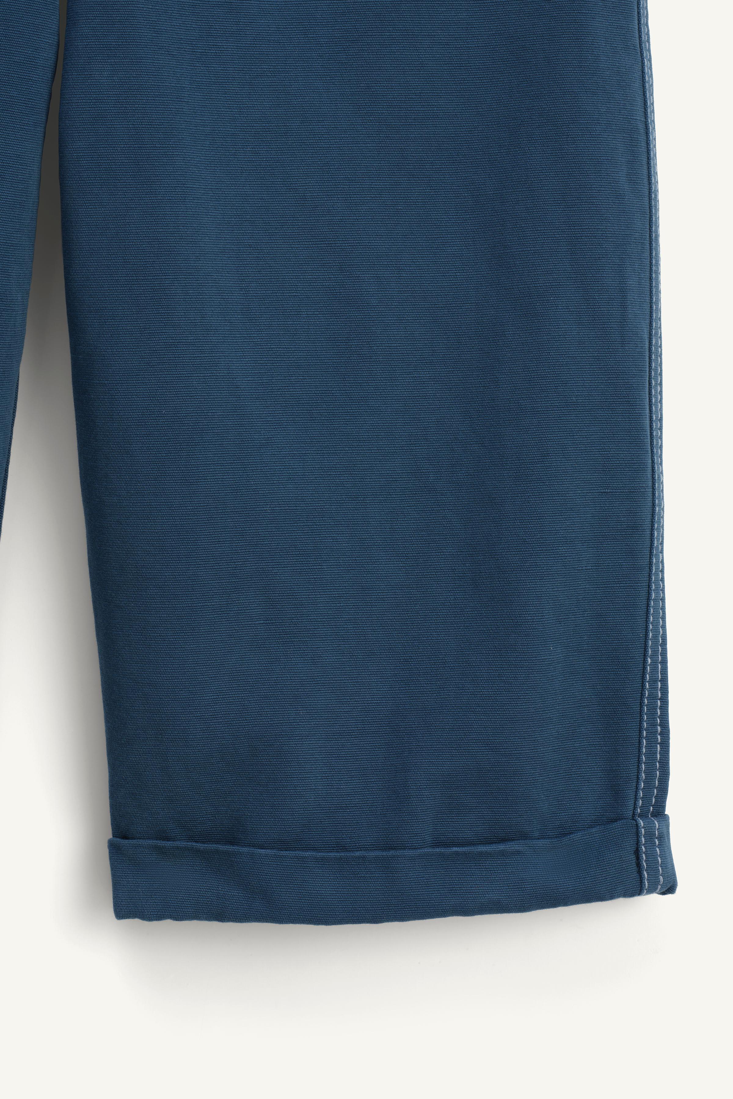 LIMITED EDITION TOPSTITCHED NAVY PANTS - Mid-blue | ZARA
