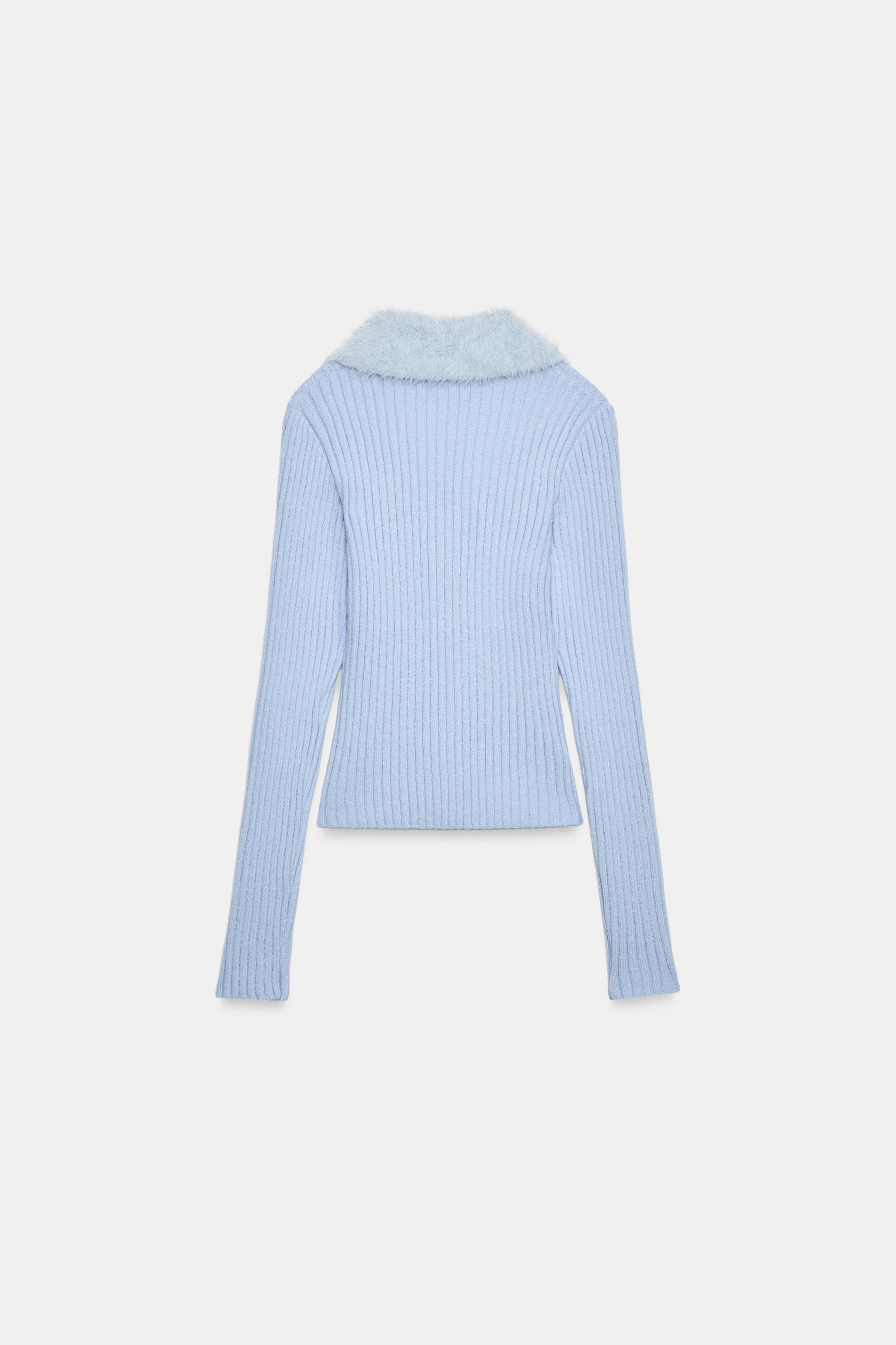 FAUX FUR EFFECT COLLAR TOP