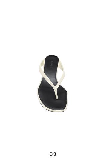 Zara Mid-heel sandals with toe divider - White