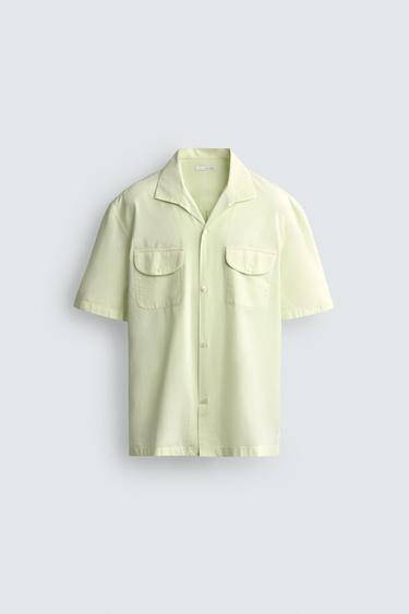REGULAR FIT SHIRT WITH POCKETS - Light lime green by Zara