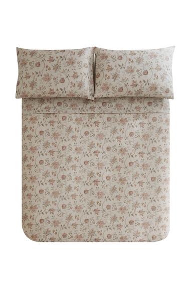 CAPA DE EDREDOM DE CETIM COM ESTAMPA FLORAL (300 FIOS) - Cru da Zara