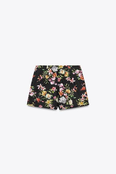 BERMUDA À IMPRIMÉ FLEURS - Noir / Vert de Zara - Image 6