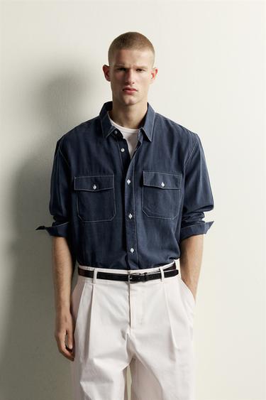 FLUID POCKET SHIRT — Navy blue 2