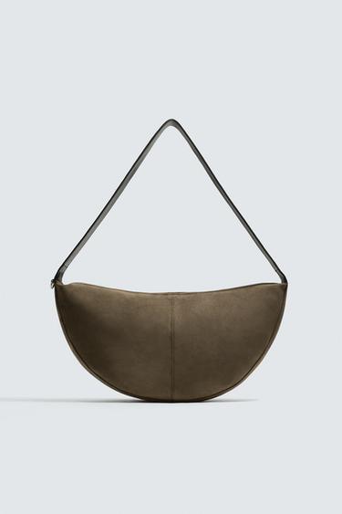 Zara PLAIN SHOULDER BAG - Khaki Green