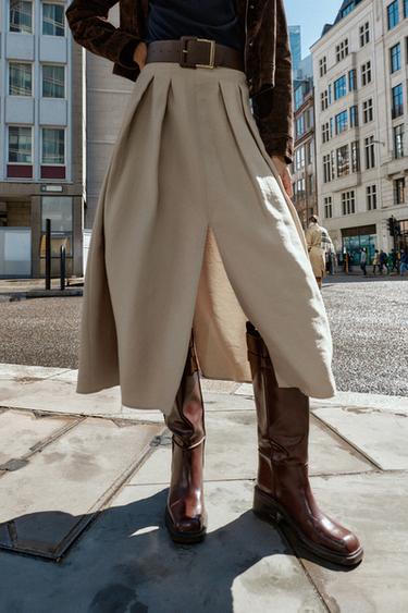 BELTED MIDI SKIRT - Mid-camel by Zara - Image 4