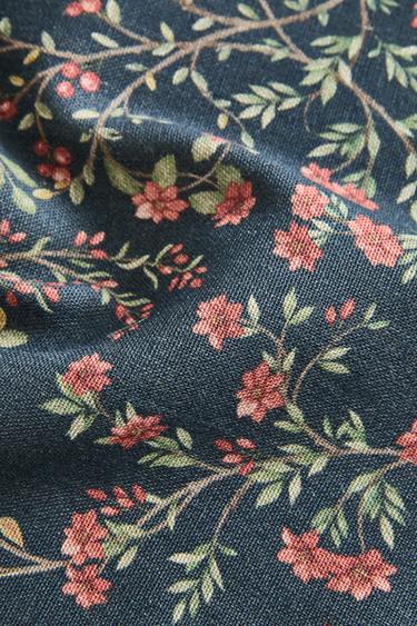 PACK OF COTTON AND LINEN FLORAL CHRISTMAS NAPKINS (PACK OF 2) - Navy blue by Zara - Image 3