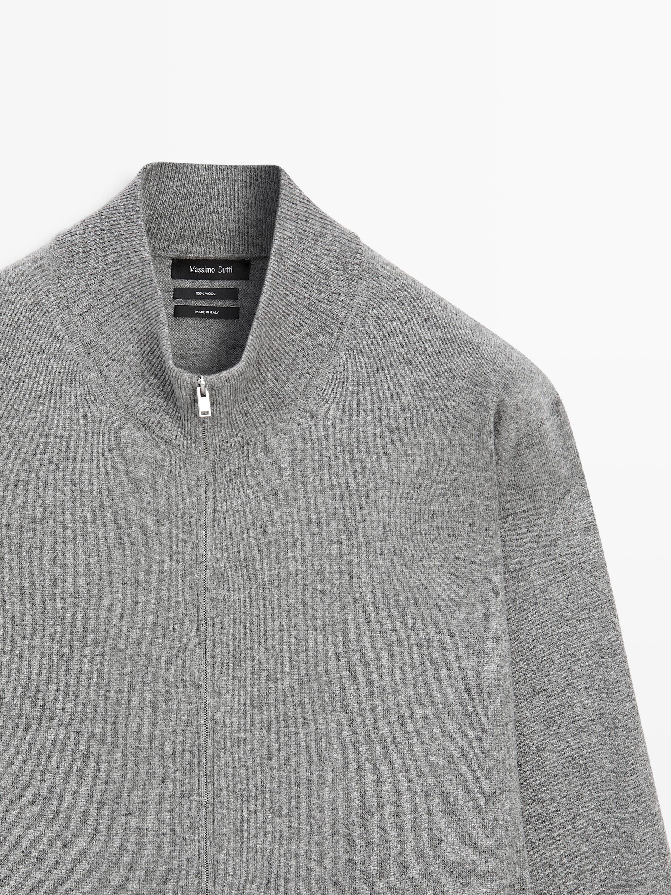 100% wool zip-up knit cardigan