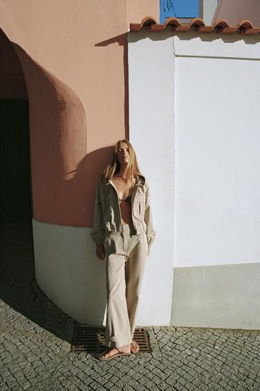 ENSEMBLE BLOUSON BALLON ET JUPE-CULOTTE - Bleu pétrole de Zara