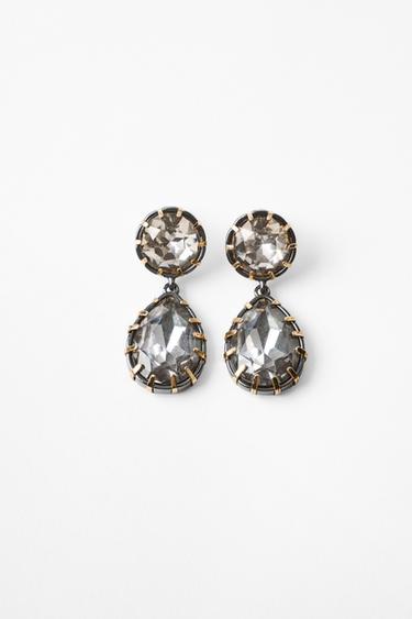 BOUCLES D'OREILLES MÉTALLIQUES À BIJOUX - Gris anthracite de Zara