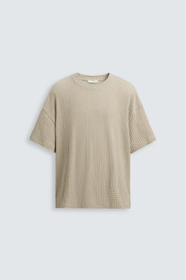 Zara IRREGULAR TEXTURED T-SHIRT - Mid-gray