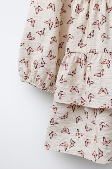 KLEID MIT SCHMETTERLINGSDESIGN - Cremefarben von Zara