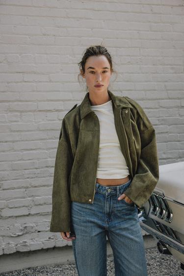 FAUX SUEDE JACKET - mid khaki by Zara