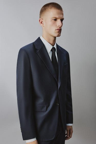 HOUNDSTOOTH SUIT BLAZER - Navy blue by Zara - Image 4