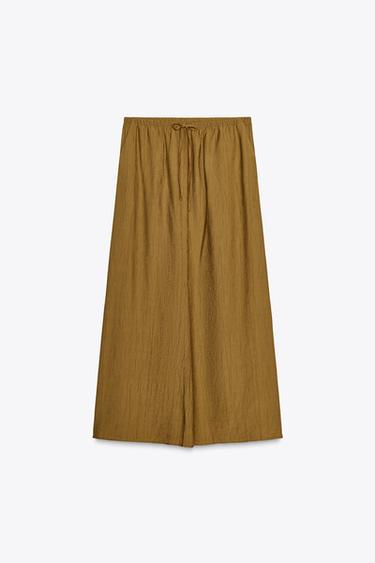 JUPE MIDI EFFET PLISSÉ - Vert olive de Zara - Image 5