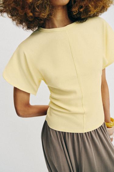 T-SHIRT À MANCHES BOUFFANTES - Jaune de Zara - Image 2