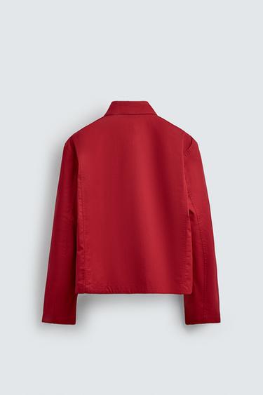 SURCHEMISE EN COTON À CHEVRONS - Rouge de Zara - Image 9