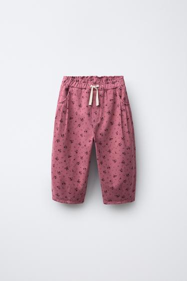 PANTALÓN BAGGY FLORES - Rosa de Zara