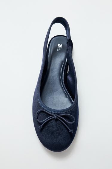 BALERINA EFEKT VELVET PA TAKË - Blu nga Zara