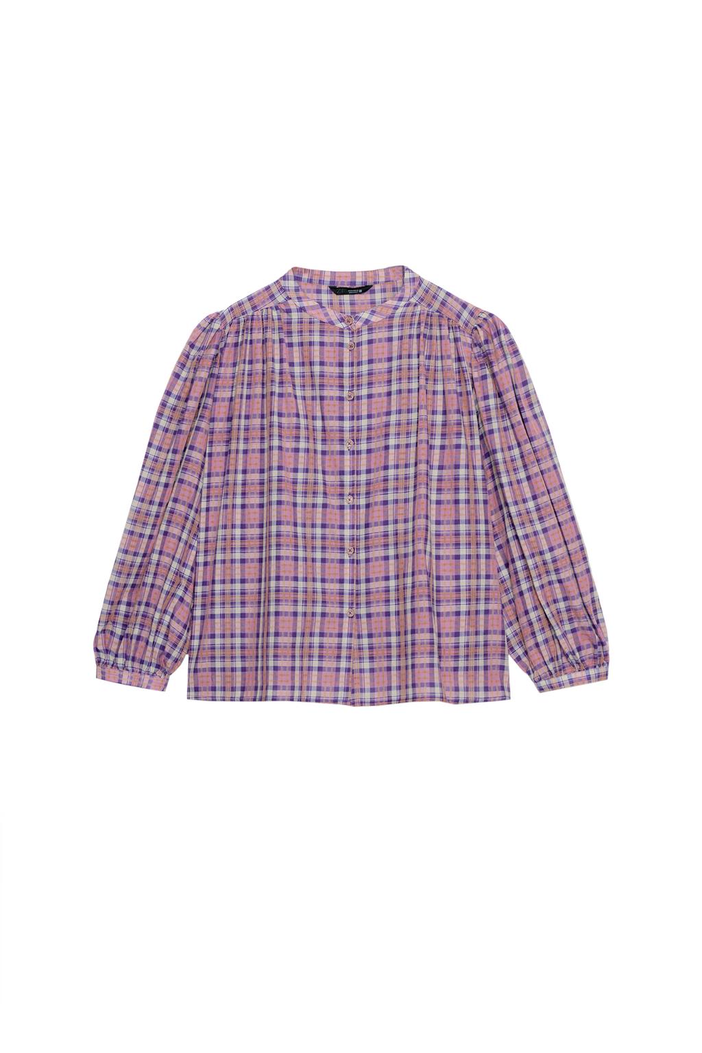 PLAID ROUND NECK BLOUSE - image 3