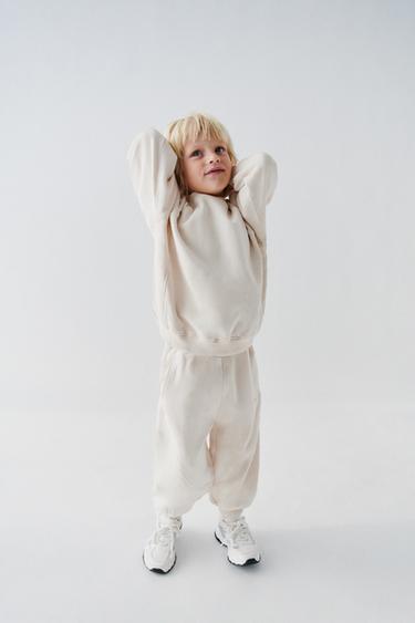 Zara PLAIN CUT-OUT SWEATSHIRT - Ecru