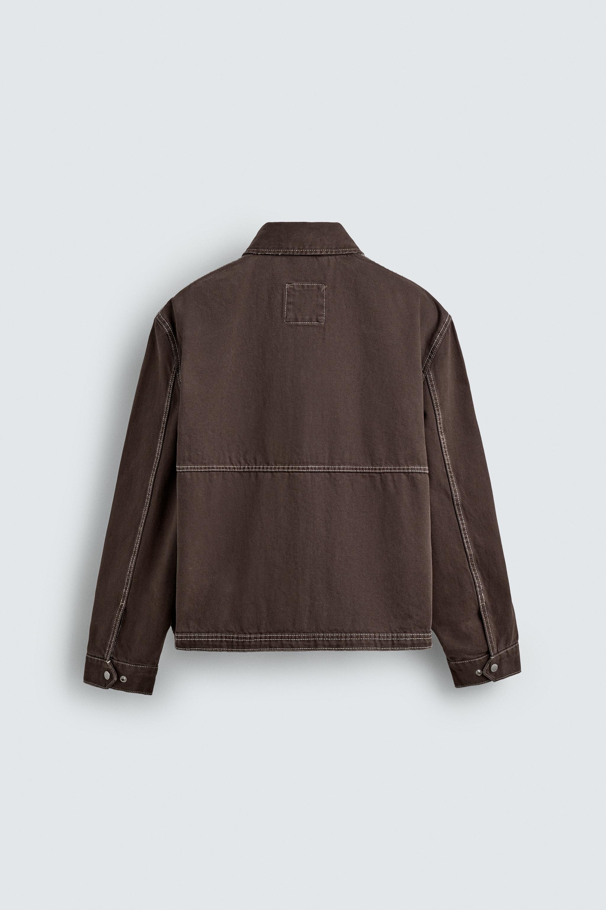 CONTRAST TOPSTITCHING BOXY FIT JACKET