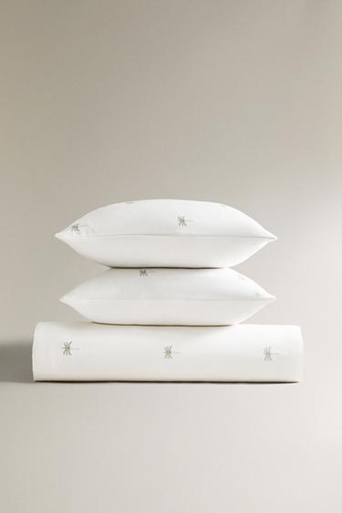 EMBROIDERED PALM TREE SATEEN DUVET COVER - Cava by Zara - Image 0