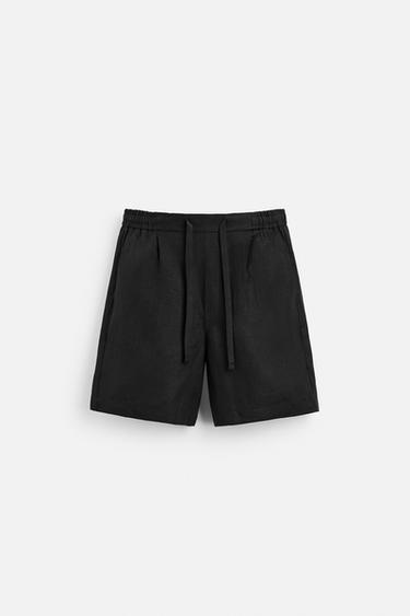 ბერმუდა შორტები 100% სელის ქსოვილი - Zara-ს Black