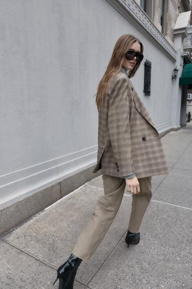 OVERSIZED CHECK BLAZER - Black / Brown by Zara