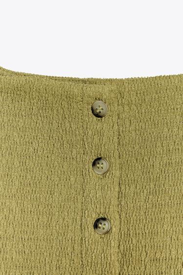 TOP TEXTURÉ À BOUTONS - Vert de Zara - Image 5