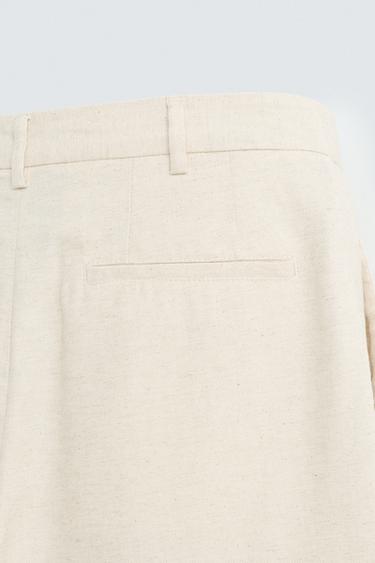 PANTALON COTON - LIN PLIS - Beige clair de Zara - Image 9