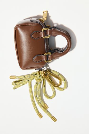 Zara CITY CHARM MINI BAG - Dark tan
