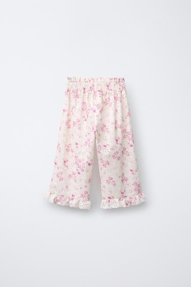 PANTALON SHIFFLY IMPRIMÉ FLEURS - Rose de Zara - Image 1