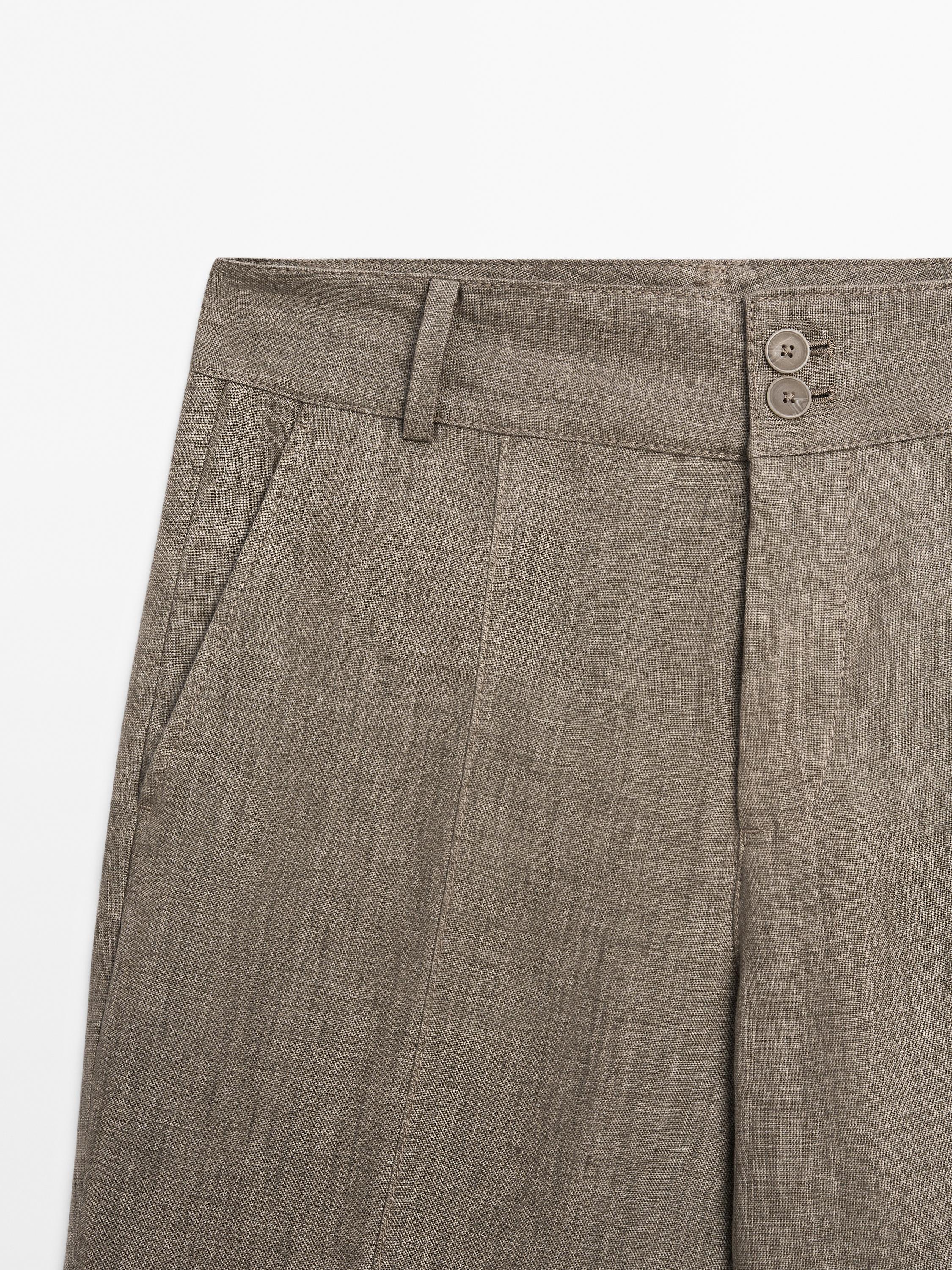 Pantalon flare 100 % lin