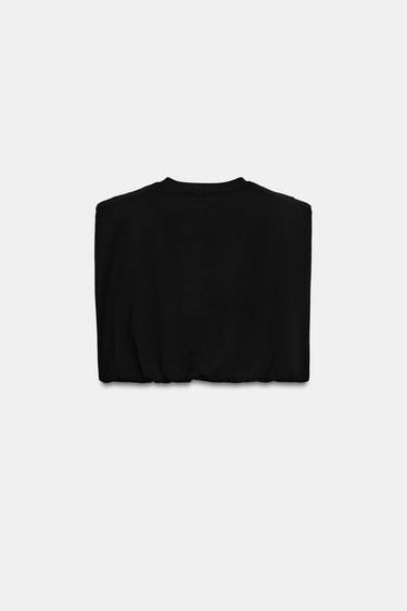 TOP BOULE À ÉPAULETTES - Noir de Zara - Image 5