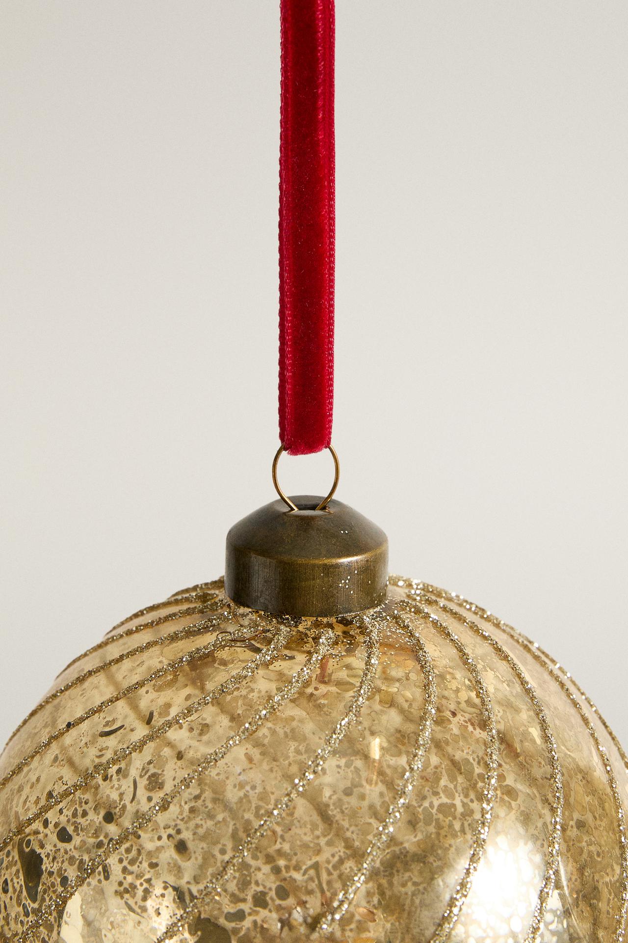 GLITTER STRIPED CHRISTMAS TREE DECORATION — Golden