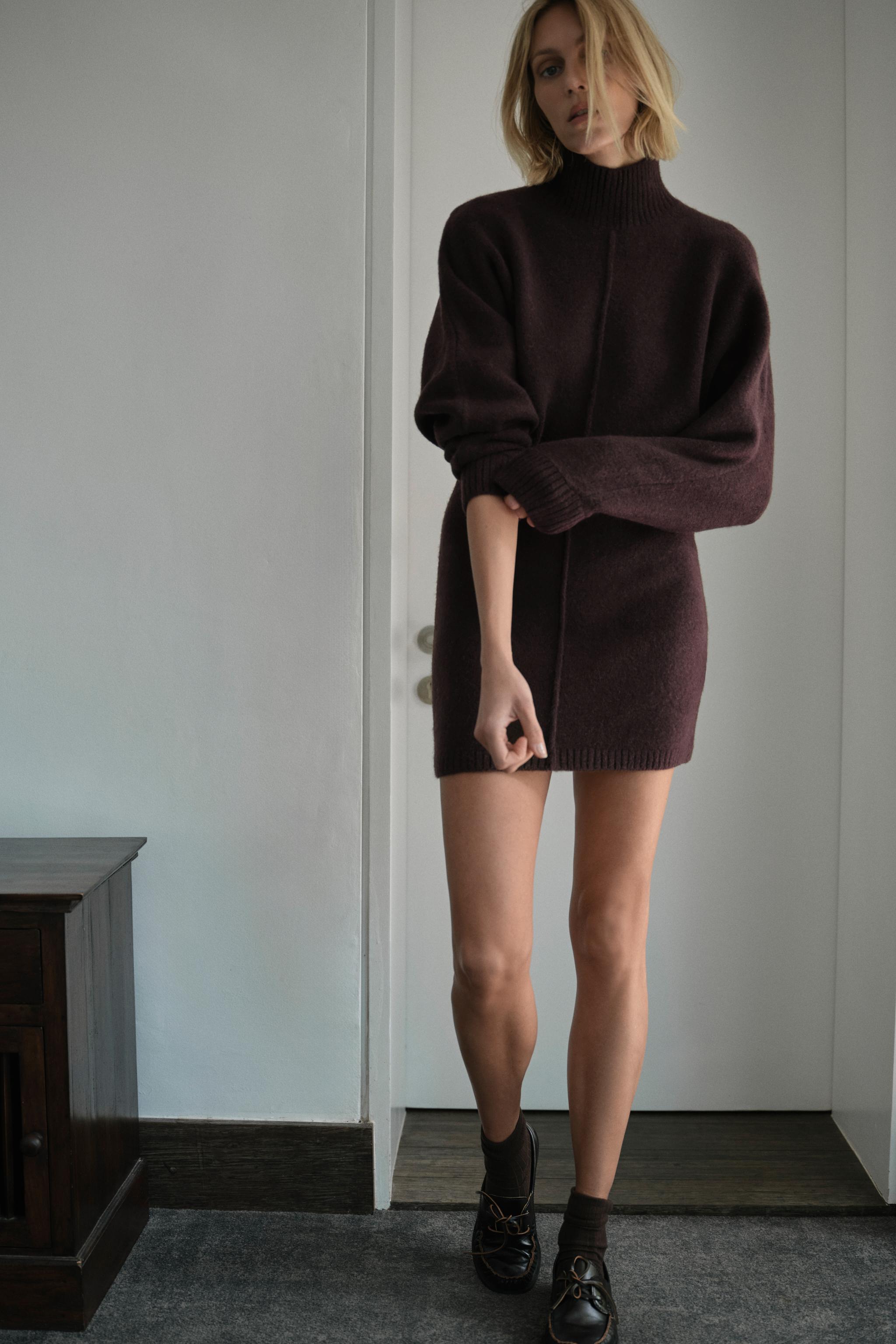 ZARA ポケットショート ニットワンピース ポケットショートニット