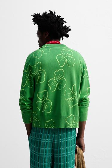 FLORAL PRINT CARDIGAN © OTIS KWAME KYE QUAICOE - Green by Zara - Image 2