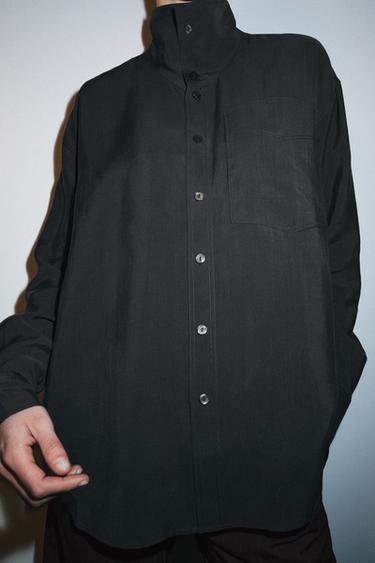 CAMISA FLUIDA OVERSIZE ZW COLLECTION - Gris antracita de Zara