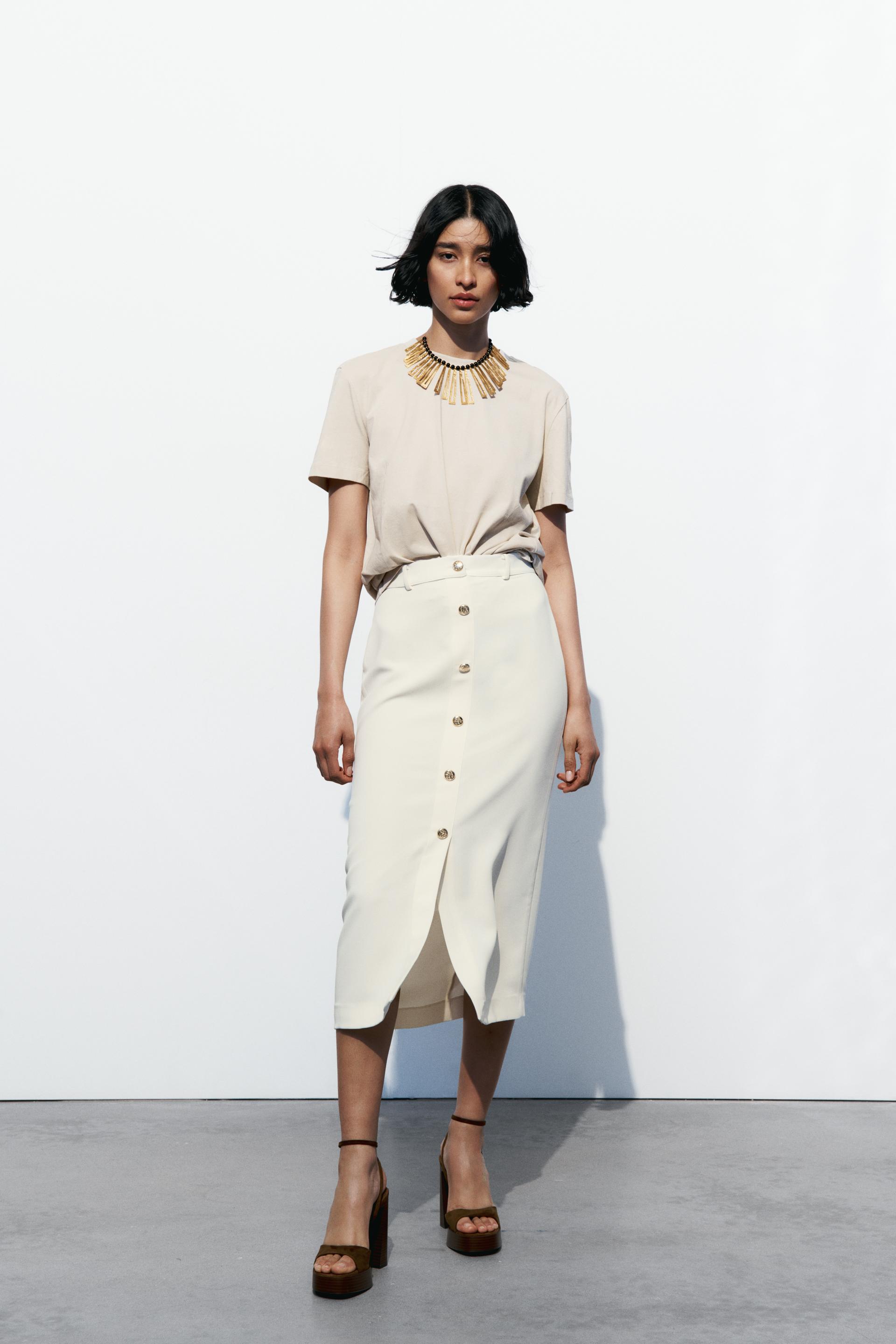 FUSTĂ MIDI CU NASTURI AURII