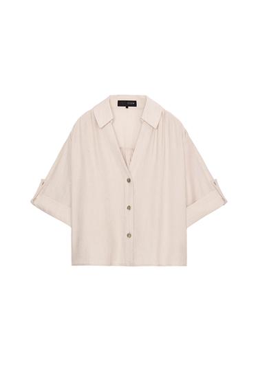 CHEMISE FLUIDE À MANCHES COURTES - Écru de Zara