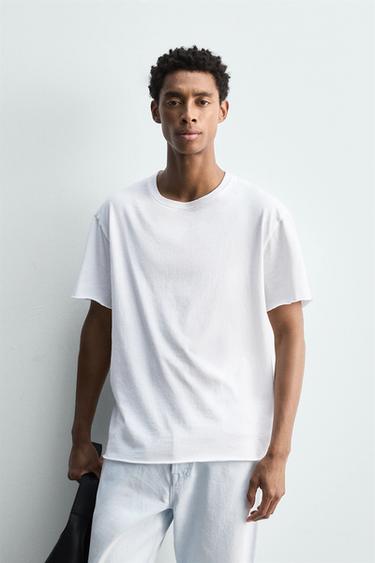 LIGHTWEIGHT IRREGULAR TRIM T-SHIRT - White de Zara - Image 1