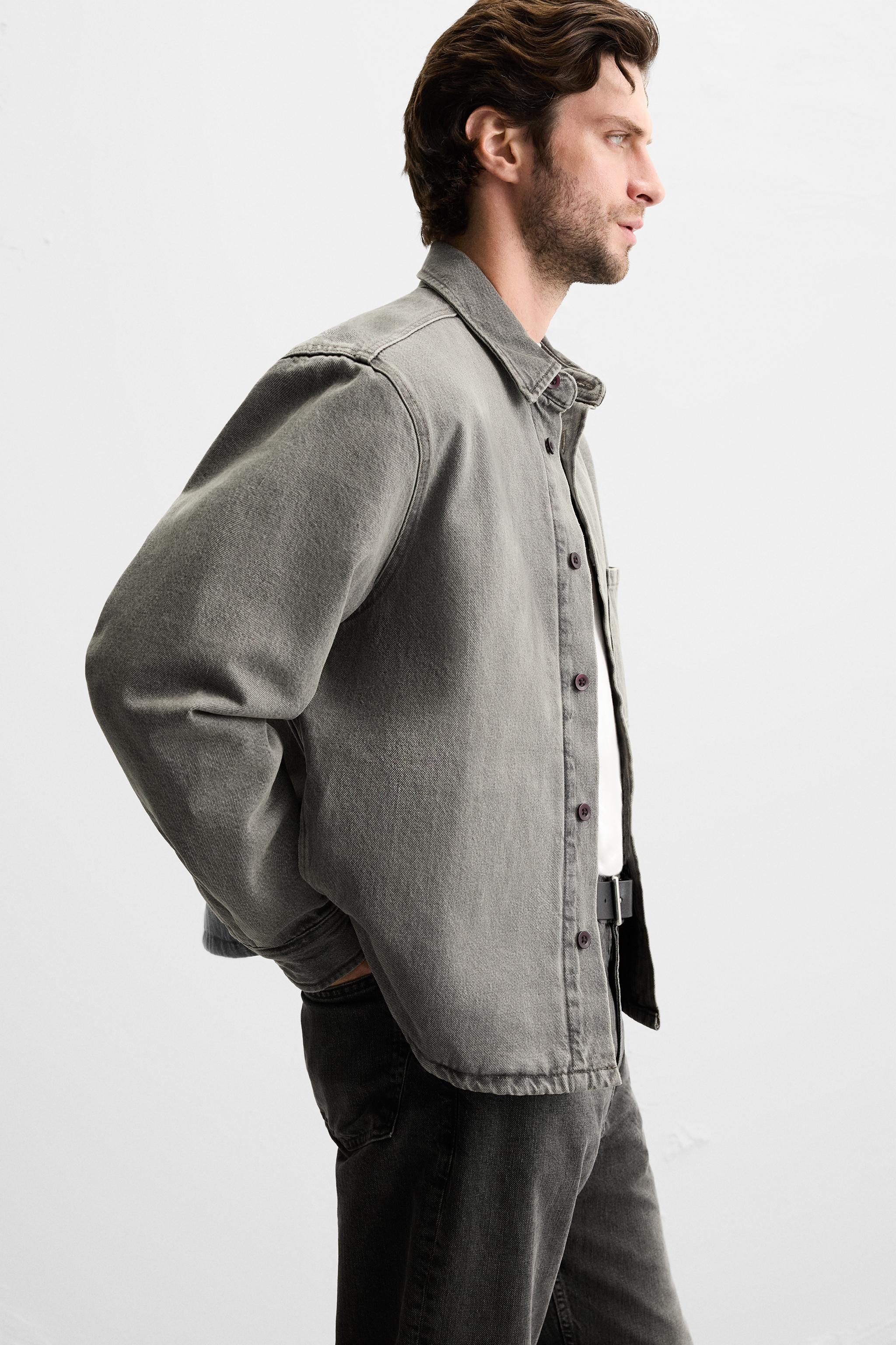 ユーズドデニム シャツジャケット - グレー | ZARA Japan / 日本