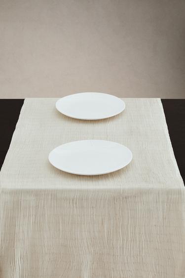 CHEMIN DE TABLE COTON FRONCES X FANGLU LIN - Blanc de Zara - Image 1