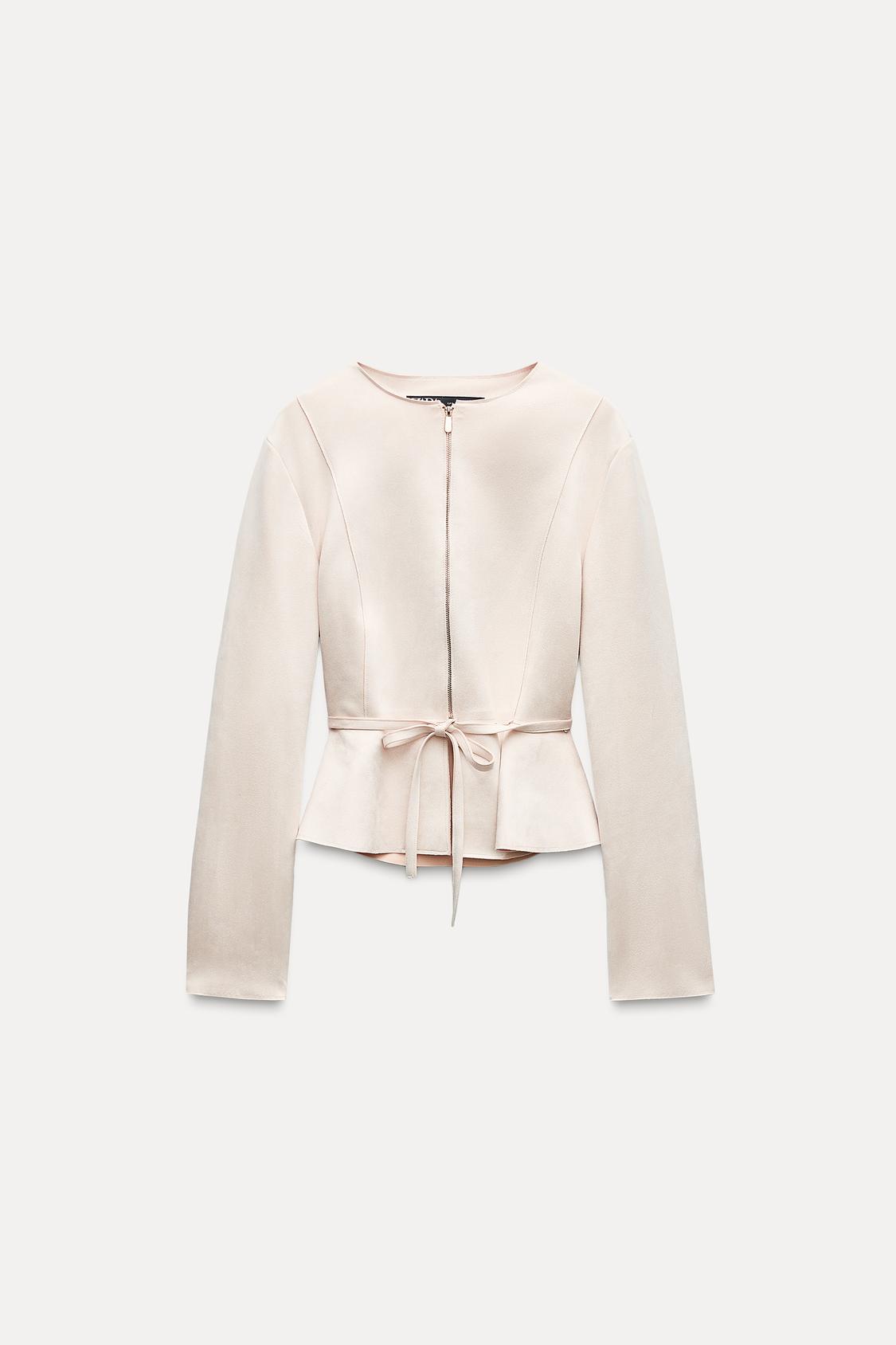 FAUX SUEDE PEPLUM JACKET