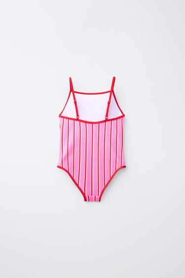 6-14 ANS / MAILLOT DE BAIN À RAYURES - Rose fluo de Zara - Image 1