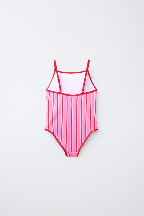 6-14 ANS / MAILLOT DE BAIN À RAYURES - Rose fluo de Zara - Image 1